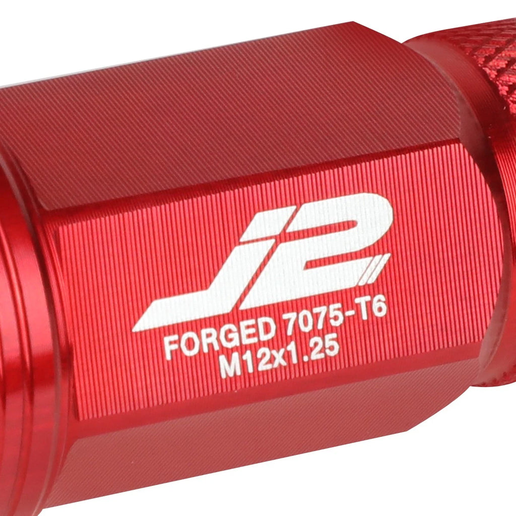 20Pcs J2 7075 Forged Aluminum M12x1.25 Open-End Lug Nut Kit w/ Adapter Red