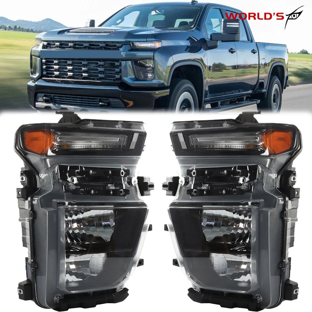 Set of 2 Halogen Headlights for Chevy Silverado 2500HD 3500HD (2020–2023)
