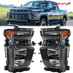 Set of 2 Halogen Headlights for Chevy Silverado 2500HD 3500HD (2020–2023)