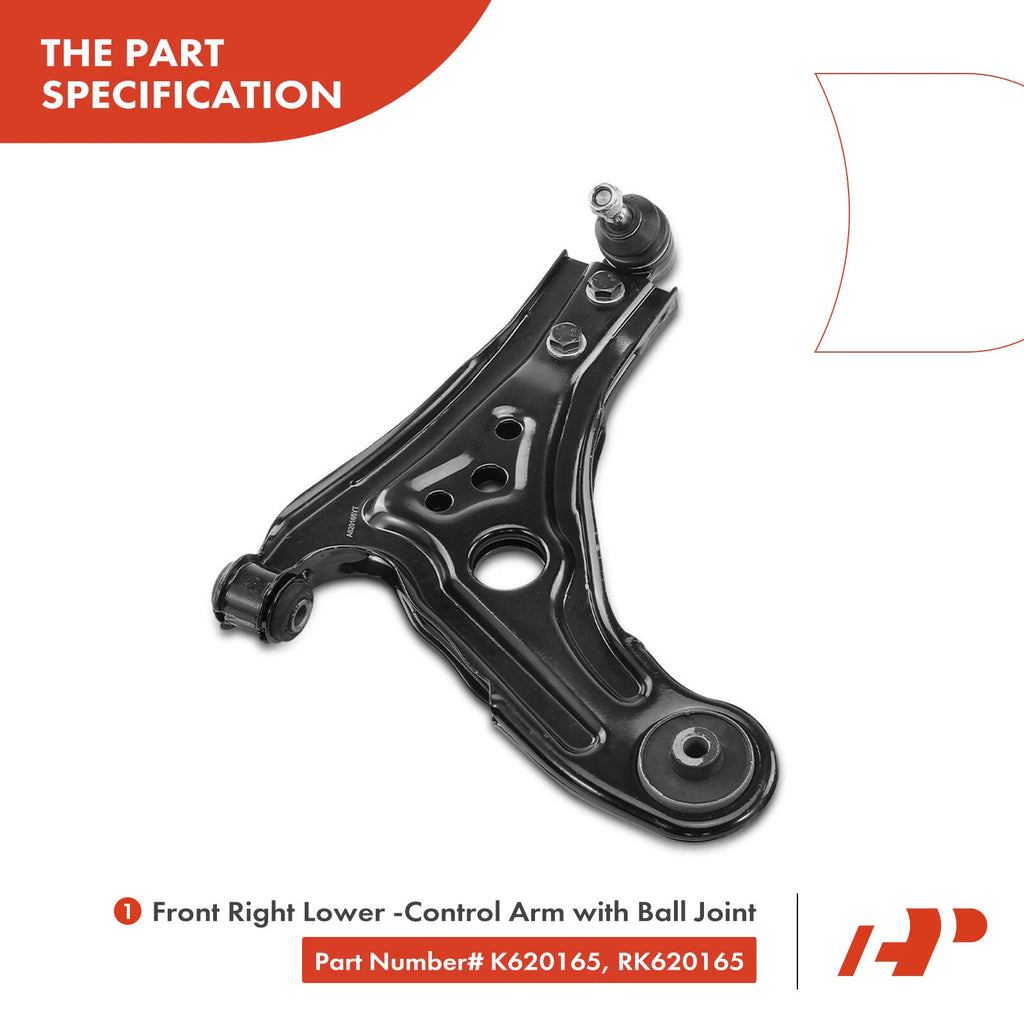 8x Front Control Arm with Ball Joint Tie Rod Kit for Aveo G3 (2004-2011)