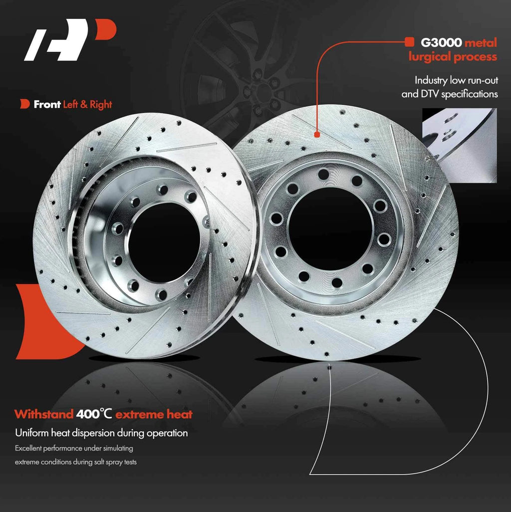Front Side Drilled Brake Rotors for Ford F-350 F-450 F-550 Super Duty