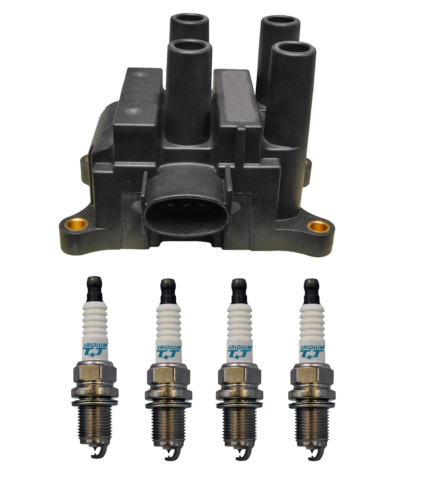 Denso Ignition Coil & 4 Iridium TT Plugs for Mazda Tribute (2001–2007)