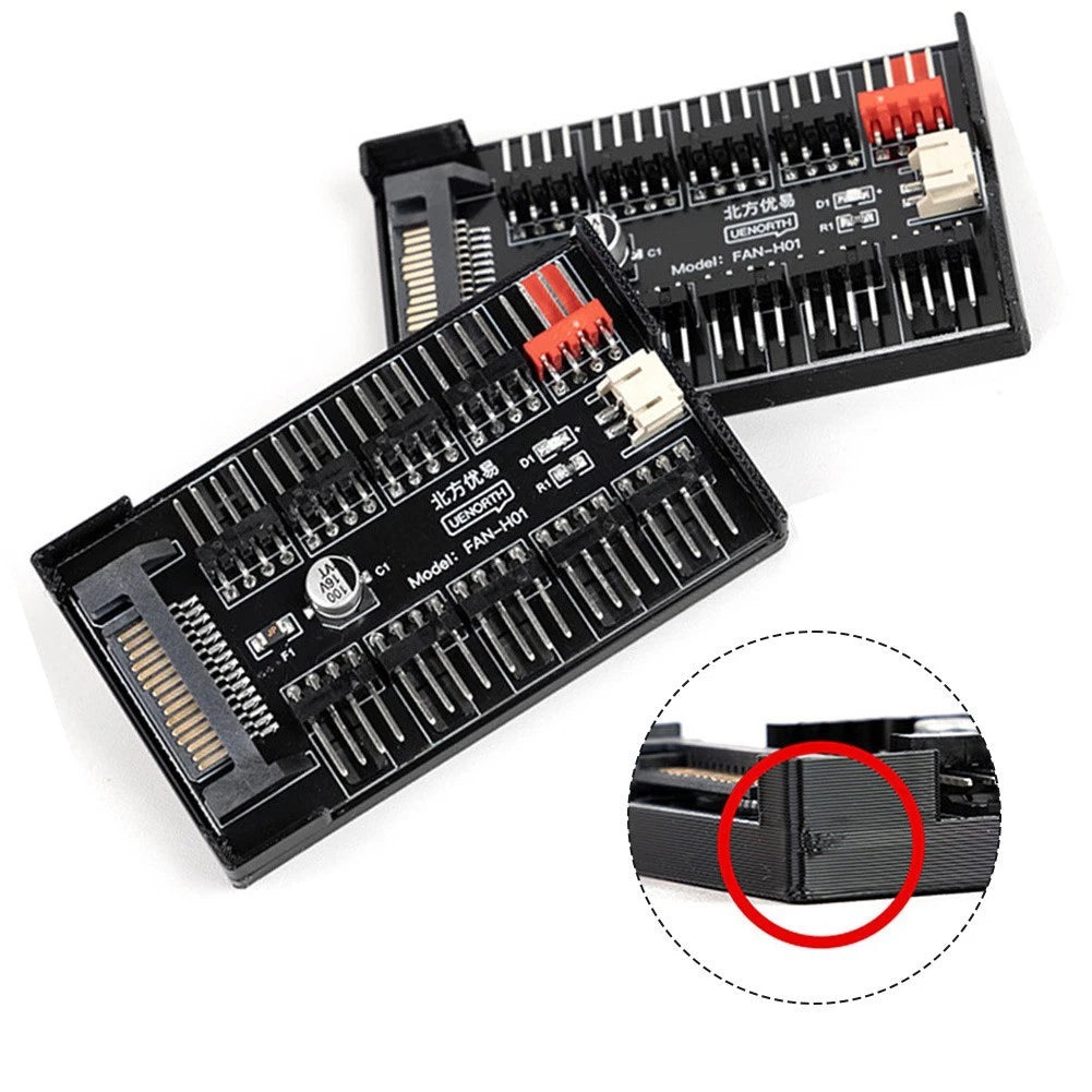 10 Fan Hub Splitter 4Pin for PC Build (PWM Hub Adapter, SATA Power)