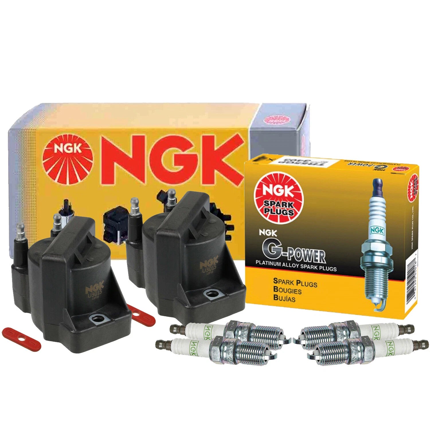 2 Ignition Coils & 4 GPower Platinum Spark Plugs for Chevy GMC Pontiac (L4)