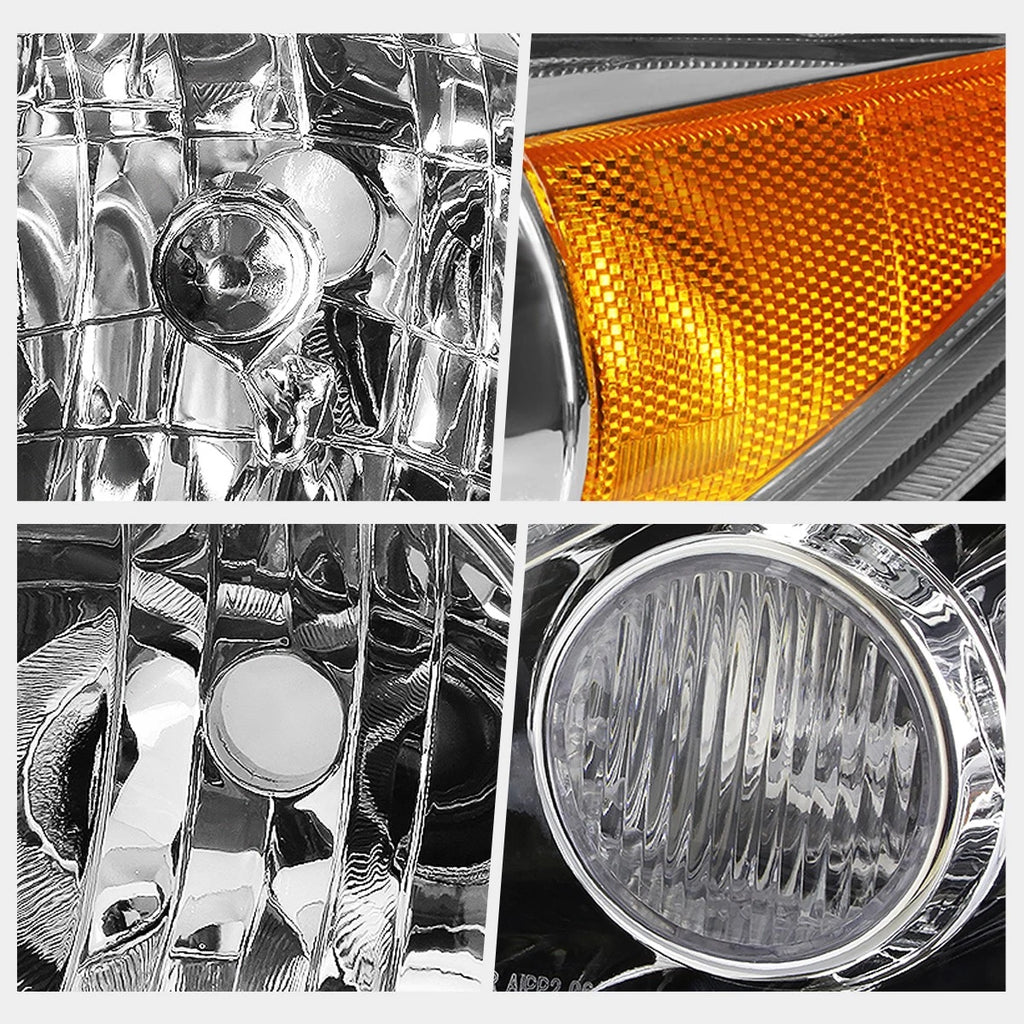 Chrome Housing Headlight & Amber Side Corner Signal Lamp Pair for Camry XV30 (2005–2006)