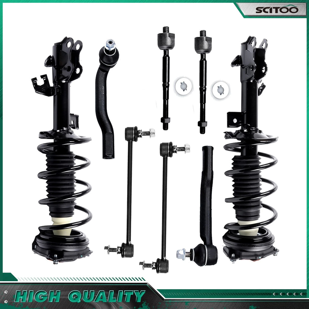 Front Struts Pair & Inner Outer Tie Rod Sway Bar Kit for Nissan Versa (2007–2012)