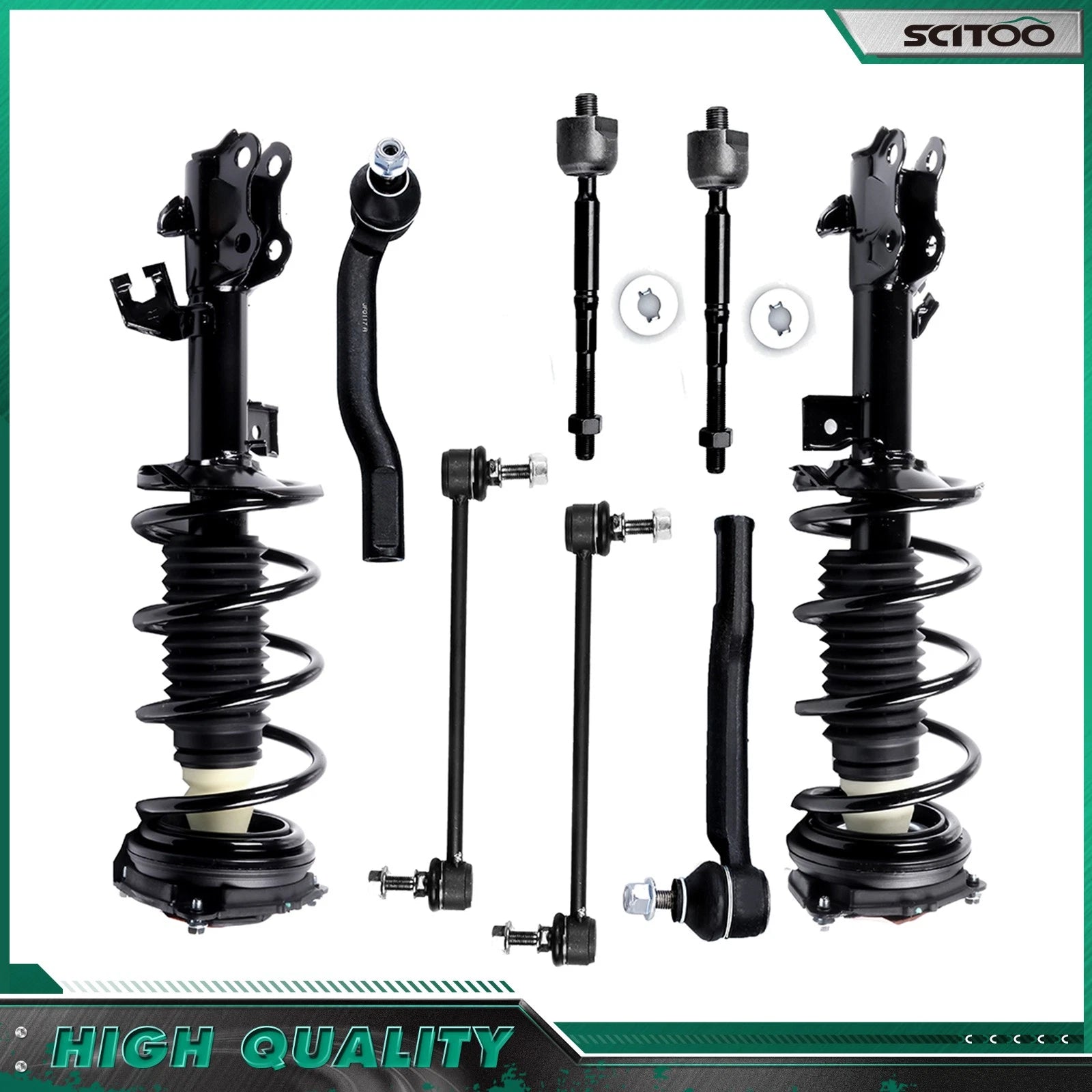 Front Struts Pair & Inner Outer Tie Rod Sway Bar Kit for Nissan Versa (2007–2012)