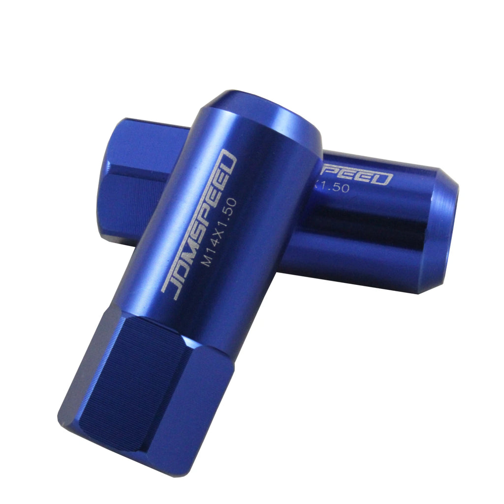 Set of 20 Blue Extended Forged Aluminum Tuner Racing Lug Nuts for JDM Vehicles