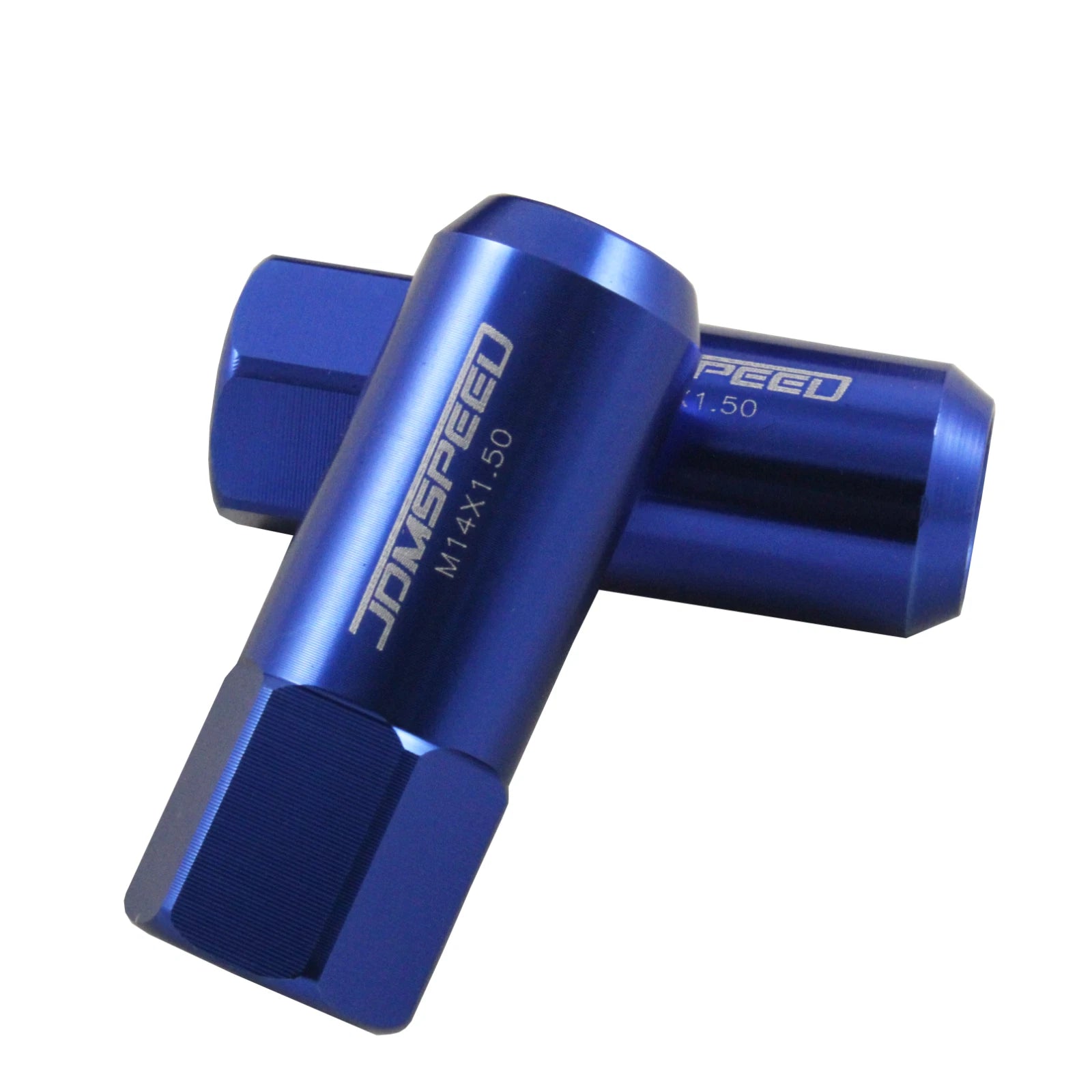 Set of 20 Blue Extended Forged Aluminum Tuner Racing Lug Nuts for JDM Vehicles