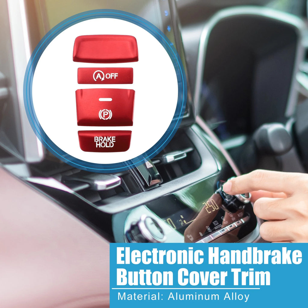 Set of 4 Gear Shift Panel Handbrake Button Covers for Honda Accord (2018–2022) Red