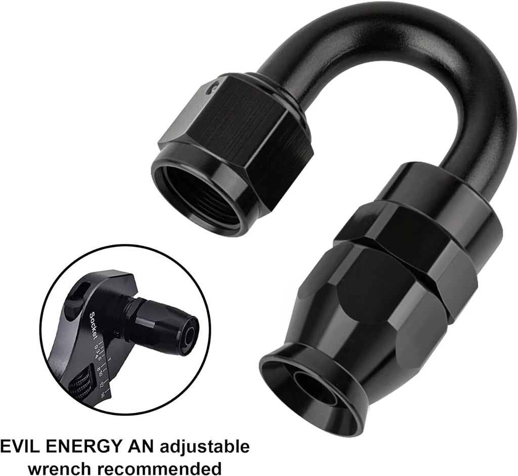 2PCS 10AN PTFE Hose End Fitting 180° Black for PTFE E85 Hose (2010–2010)