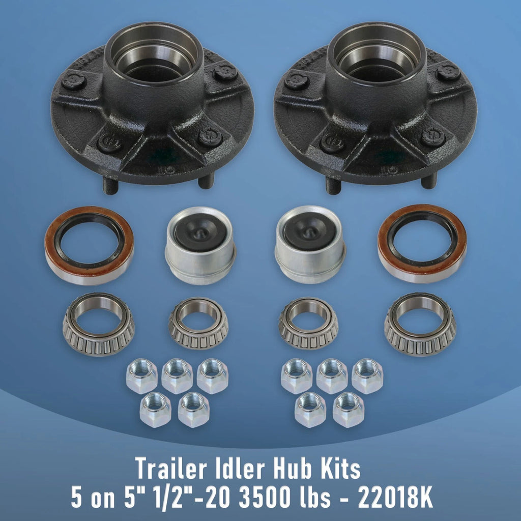 2X Trailer Idler Hub Kits for 3500 lbs Trailer Axle (5 on 5)