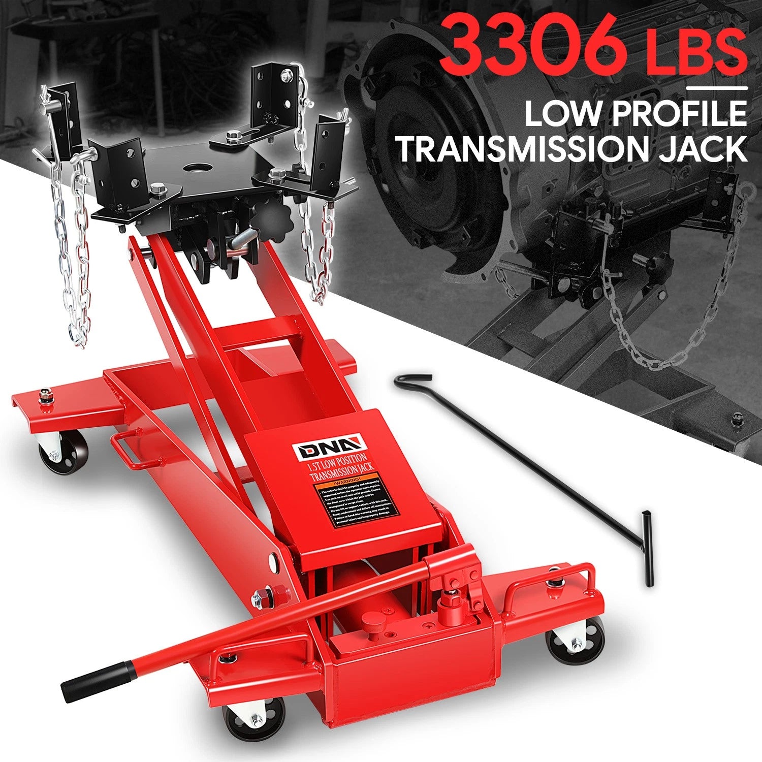 2 Ton Hydraulic Transmission Jack for Car Lift Hoist w/ Swivel Wheels
