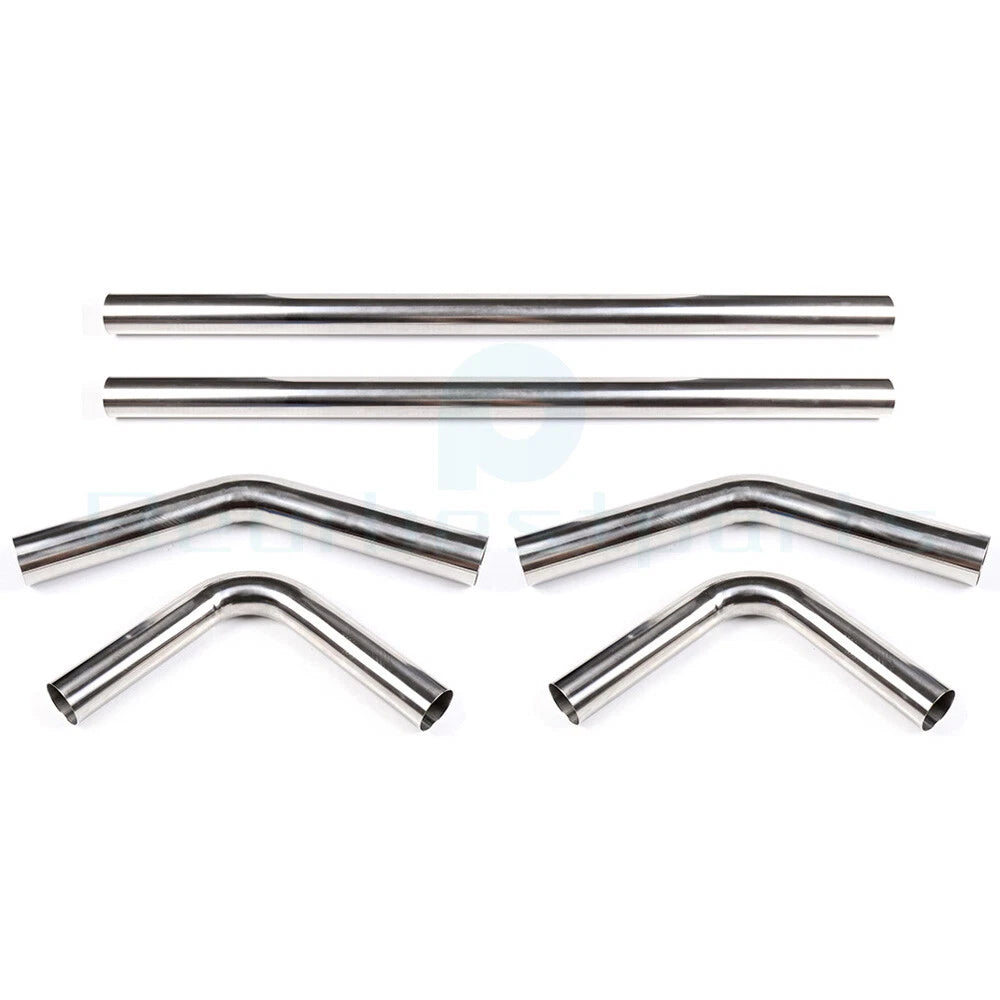 6 Pcs 2.5" T-304 Stainless Steel Exhaust Tube Straight & Bend