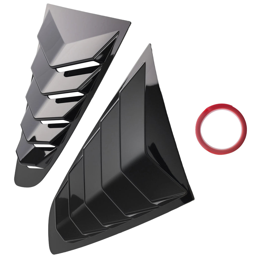 ABS Black Side Window Louvers for Ford Mustang Coupe 2-DR 2015-2022 Gloss