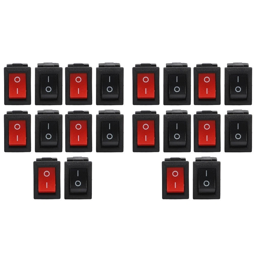 Rocker Switch 20PCS 125VAC 6A 250VAC 3A 2 Pin SPST for Boat RV