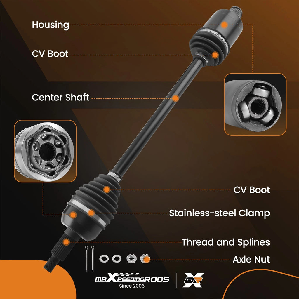 2X Rear CV Axle Driveshaft for Polaris RZR 900, General 1000 (2015–2021) 1333081 1333947