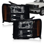 Smoked Black Headlights for GMC Sierra 1500 2500 3500 (2007–2014)