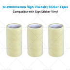 3X 290mm x 20m High-Viscosity Paper Tapes for Sign Sticker Vinyl