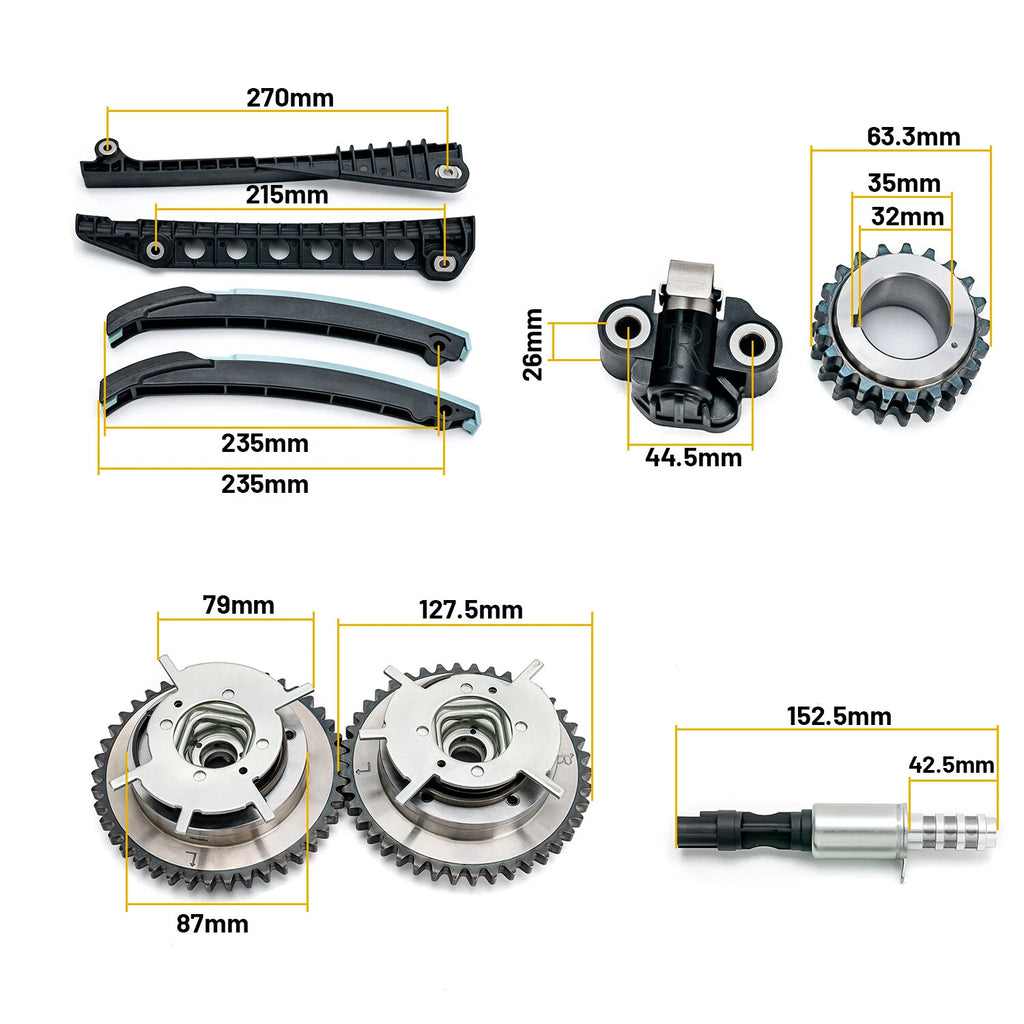 Timing Chain Kit with Cam Phasers & VVT Valves for Ford F-150 (2004–2006)