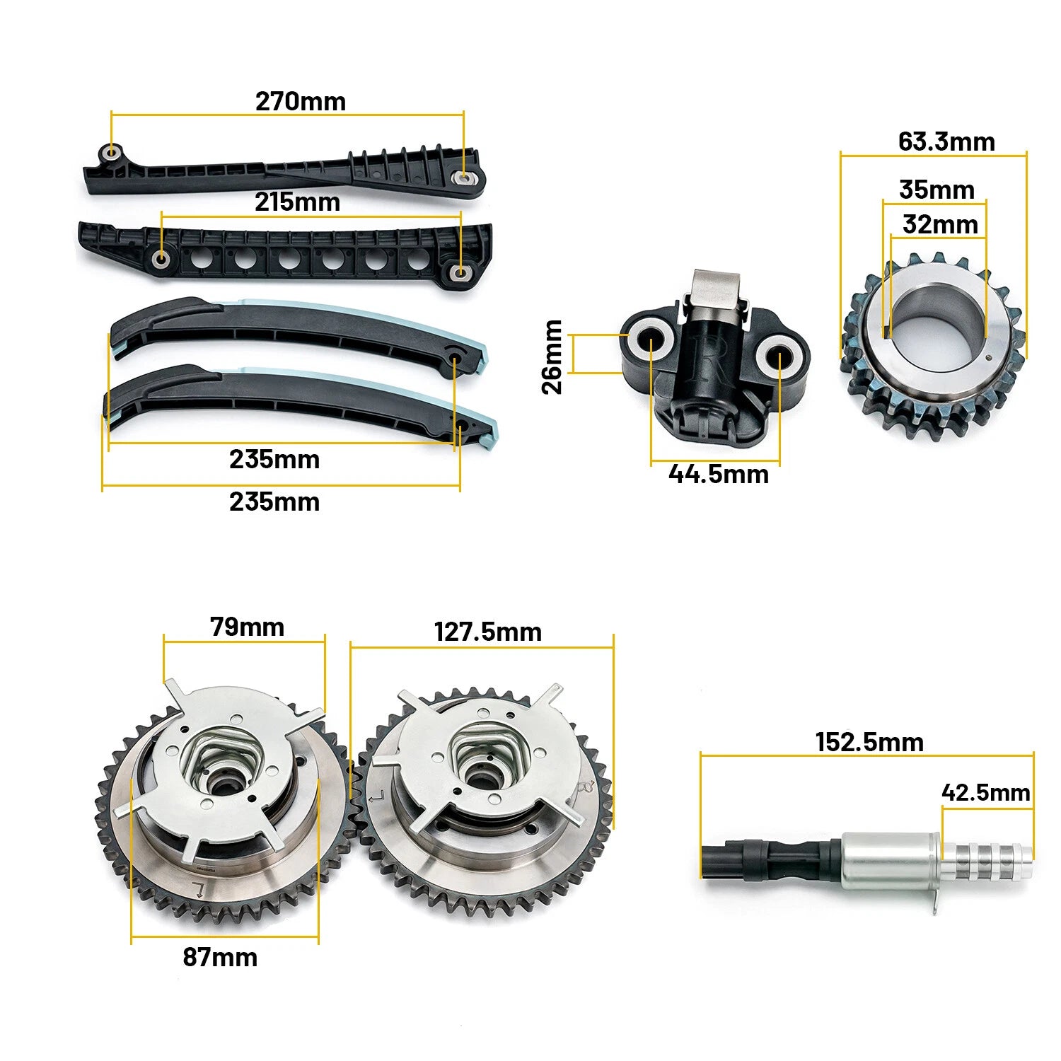 Timing Chain Kit with Cam Phasers & VVT Valves for Ford F-150 (2004–2006)