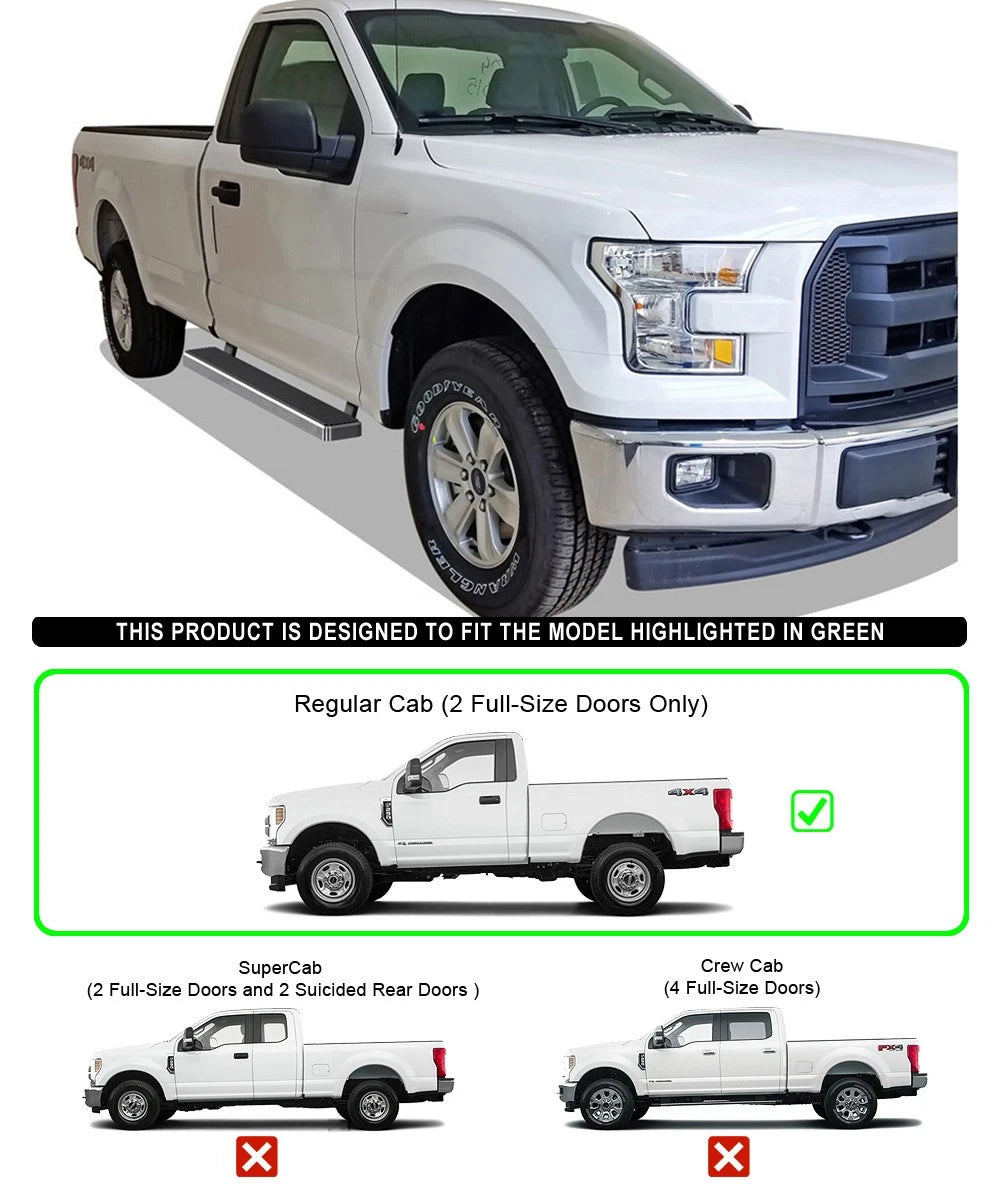 5in Stainless Steel Side Bars for Ford F150 (2015-2026) Regular Cab