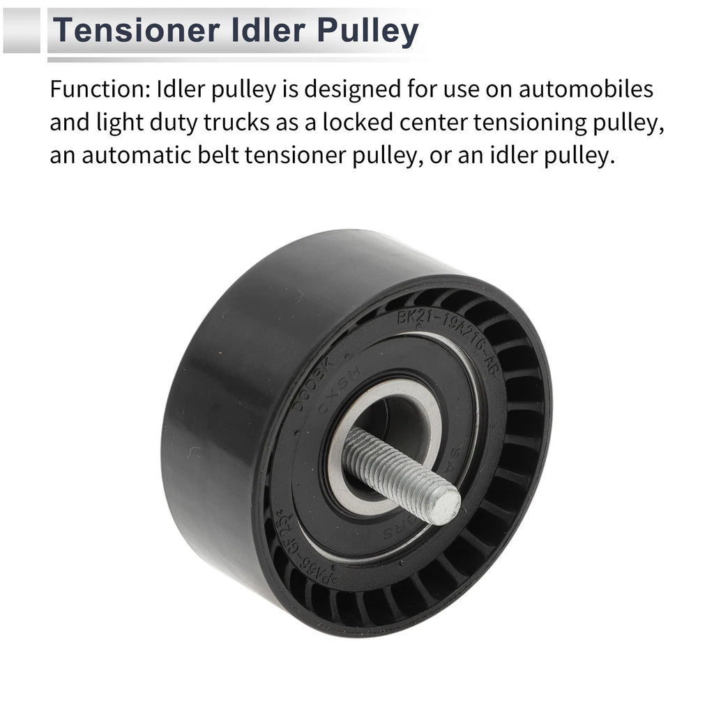 Drive Belt Idler Pulley for Ford Transit (2006–2014) No. 6C1Q19A216AA Black