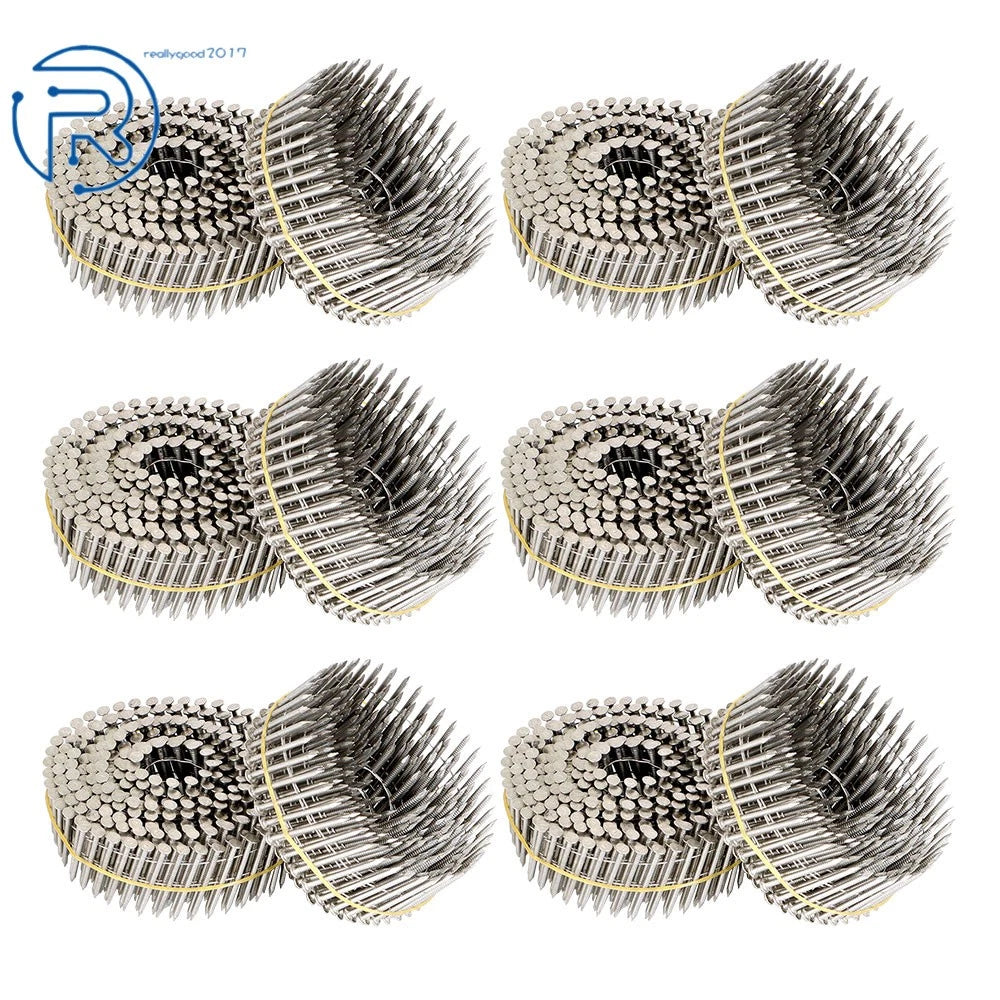 Set of 3600 Ring Shank Stainless Siding Nails 1-1/2" 15 Degree Coil