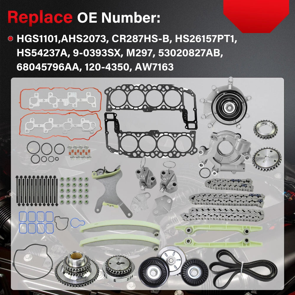 Timing Chain Kit & Head Gasket for Dodge Dakota, Ram, Jeep (4.7L, 1997–2004)