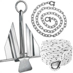 12 Lb Fluke Boat Anchor Kit with Chain & Rope for Boats