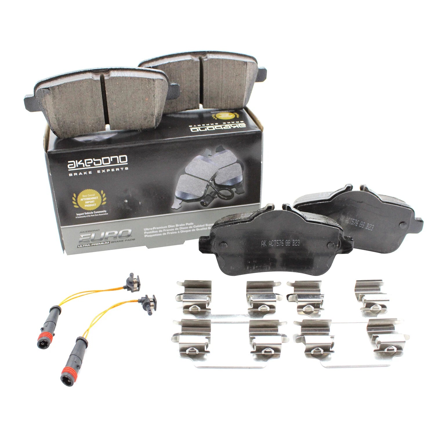 Set of 4 Akebono Euro Rear Ceramic Brake Pads with Sensors for MB C117 X156 X166 R172 W166