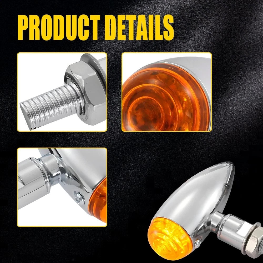 2X Motorcycle Turn Signal Lights Blinker Indicator Amber Universal