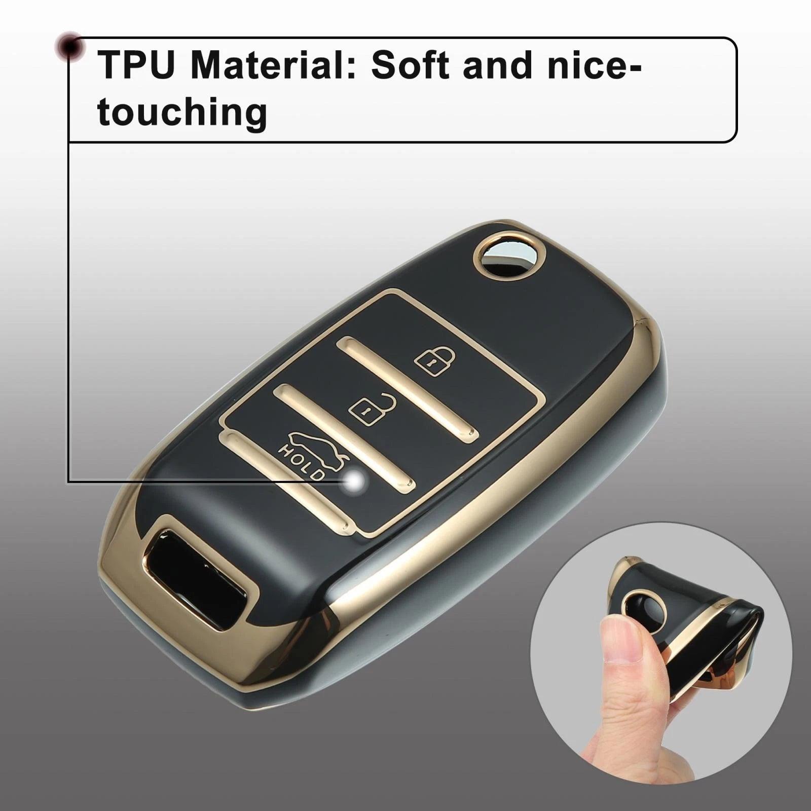 Silicone Key Fob Case Cover for KIA Sorento Carens (2013–2014) Black