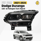 LED Headlight for Dodge Durango (2021–2024) - Black w/ Halogen Turn Signal