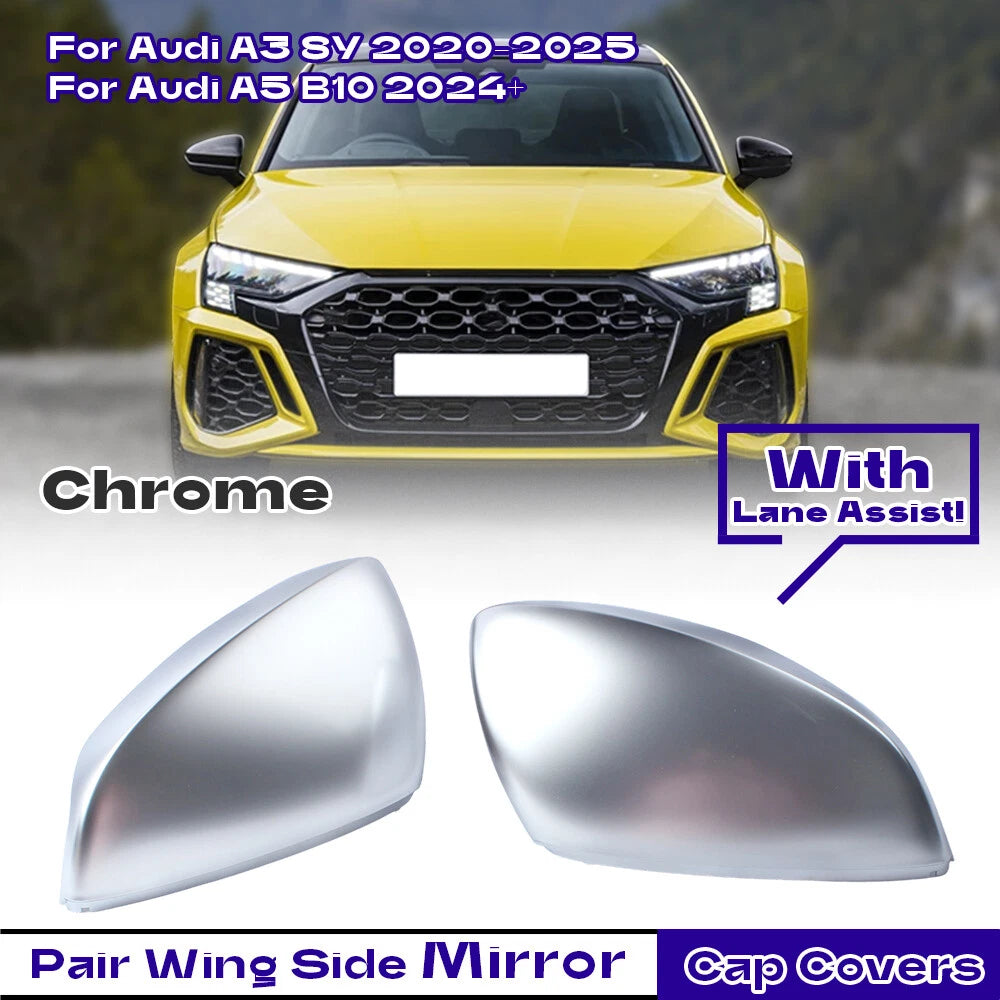 Chrome Side Mirror Cap Covers for Audi A3 8Y (2022–2025) - Lane Assist