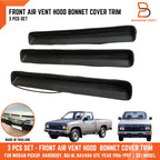 Black Bonnet Hood Vent Grille Inserts for Nissan Navara D21 (1986-1997)