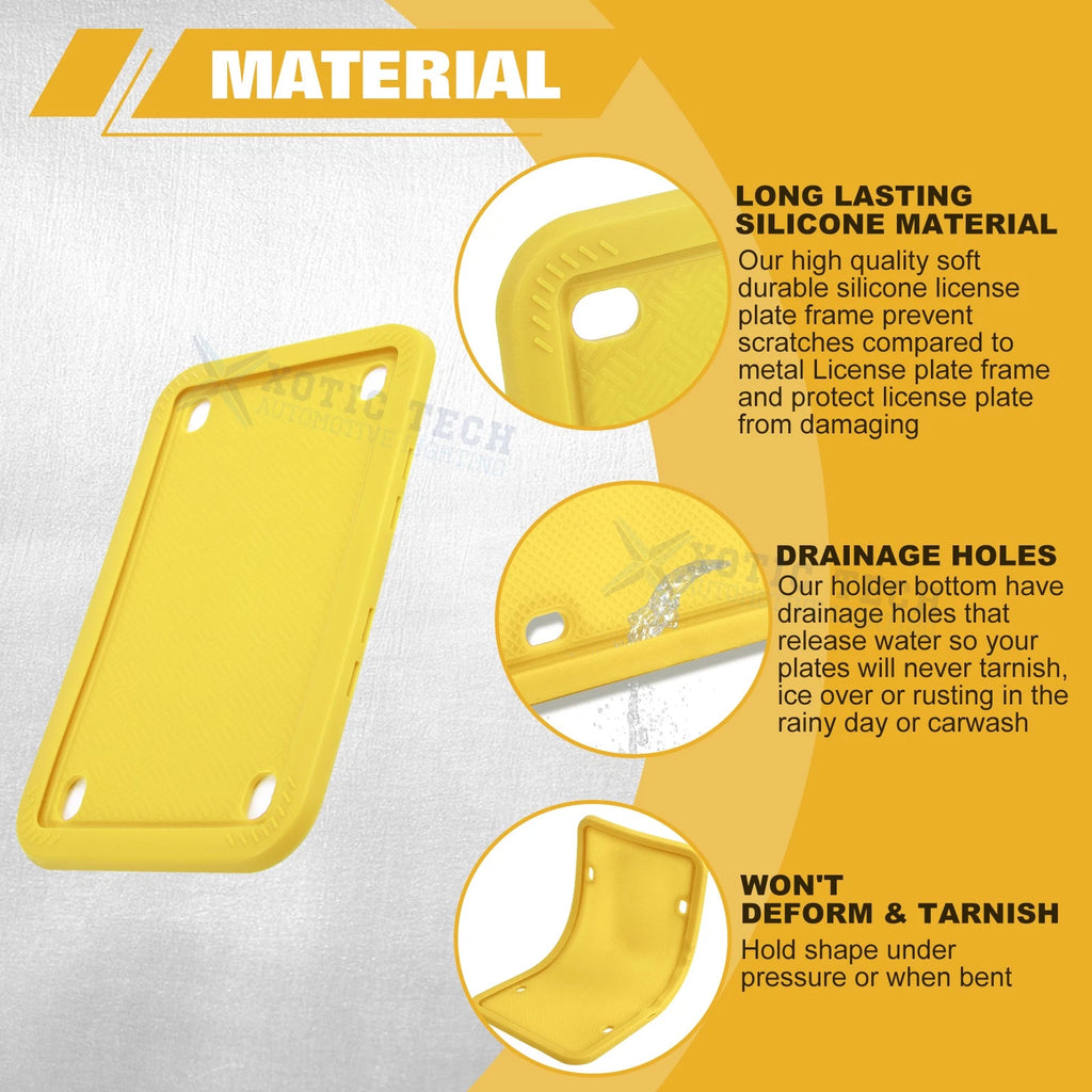 Yellow Motorcycle Silicone License Plate Frame for Universal (Universal)