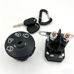 Ignition Switch & AM138068 Starter Solenoid for 12V Riding Mowers