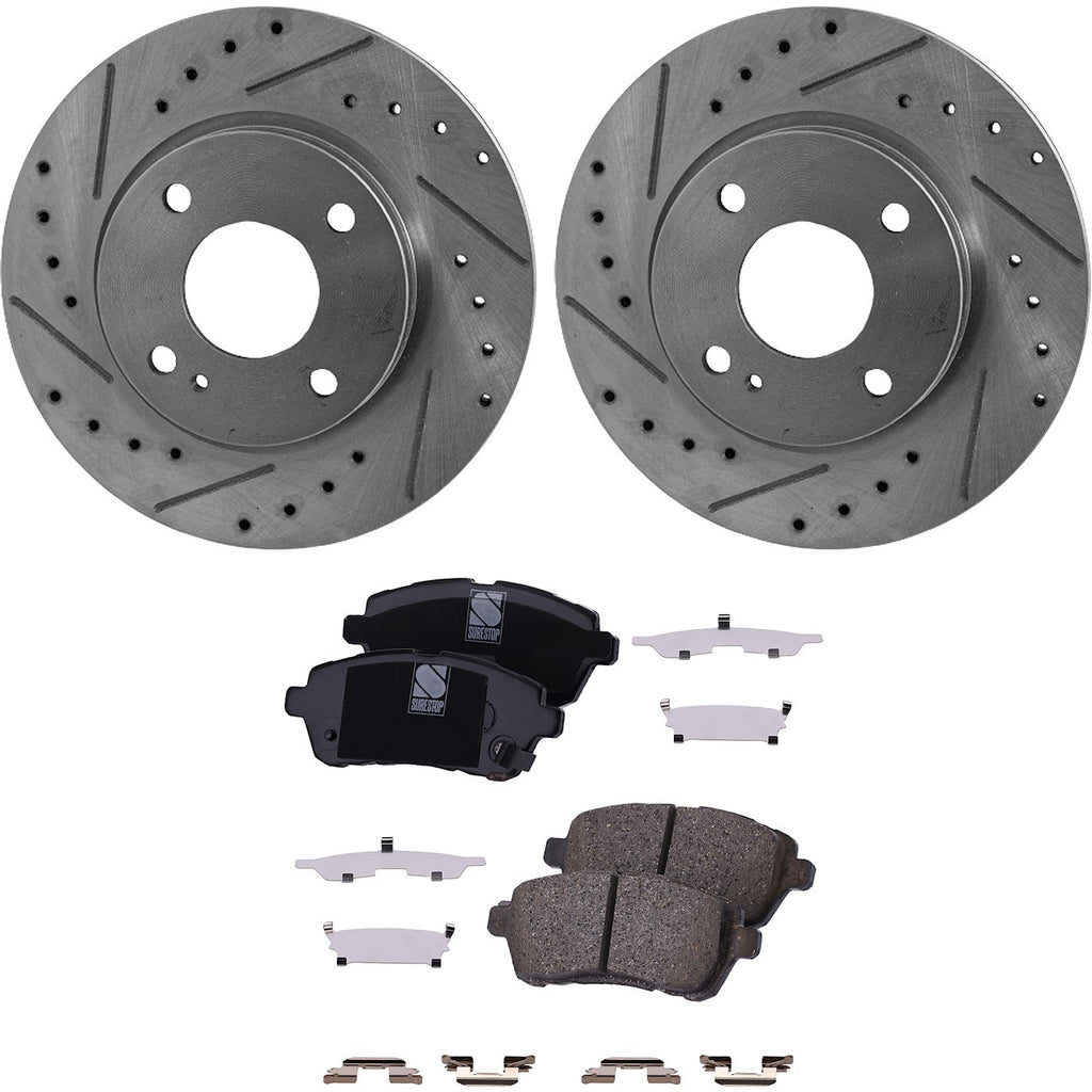 Front Brake Disc Rotors and Pads Kit for Ford Fiesta (2016–2019)