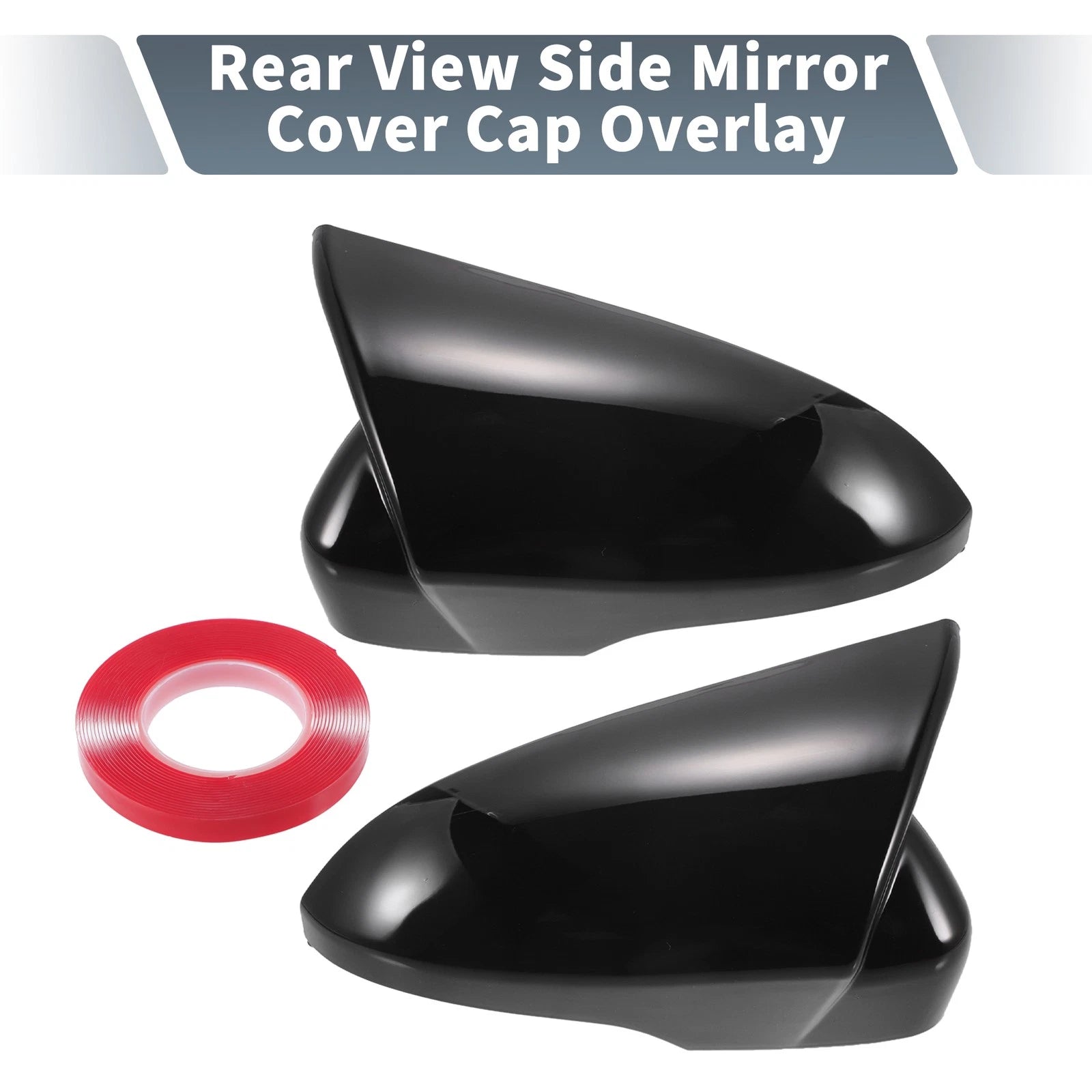 Pair Rearview Mirror Cover Overlay Gloss Black for Ford Mondeo Fusion (2013–2020)