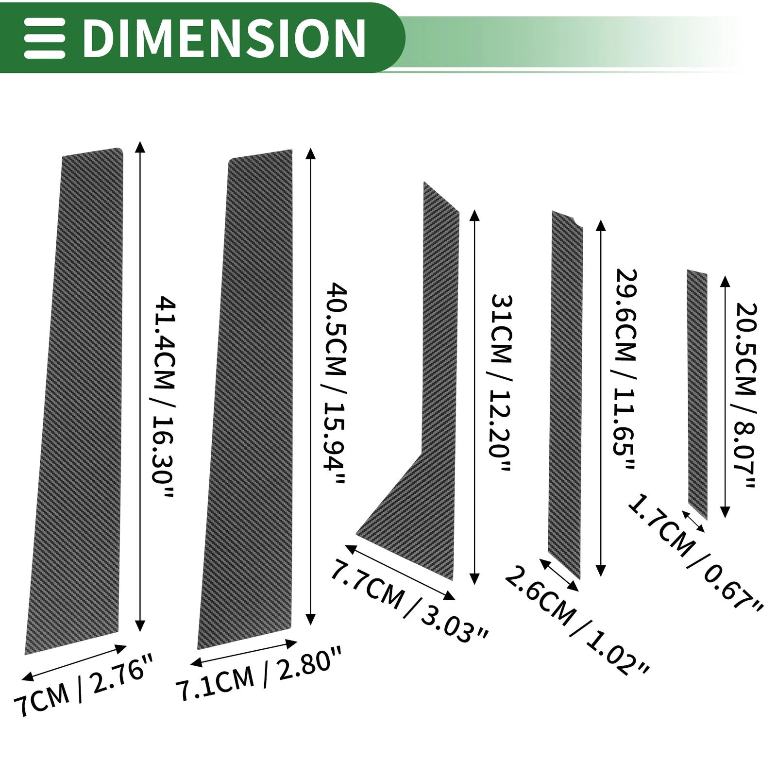 10X Door Pillar Window Trim for Ford Fiesta (2011–2015) Black Carbon Fiber