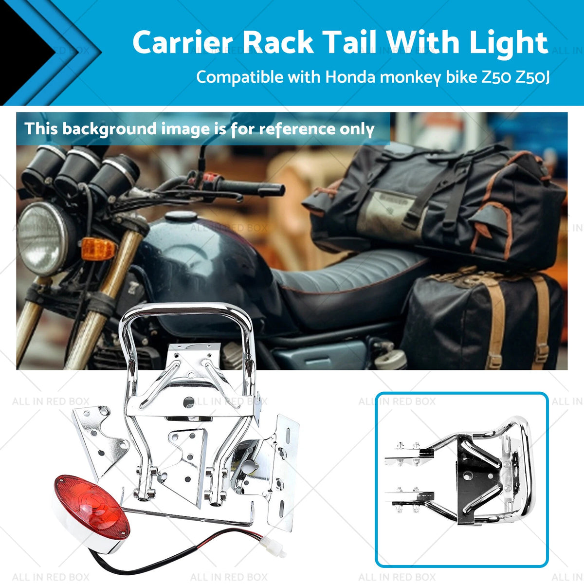 Rear Carrier Rack Tail Light for Honda Z50J Monkey Gorilla (1970–1999)
