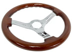 Chrome Wood Slotted Steering Wheel with Horn for 1969–1989 Cadillac Telescopic
