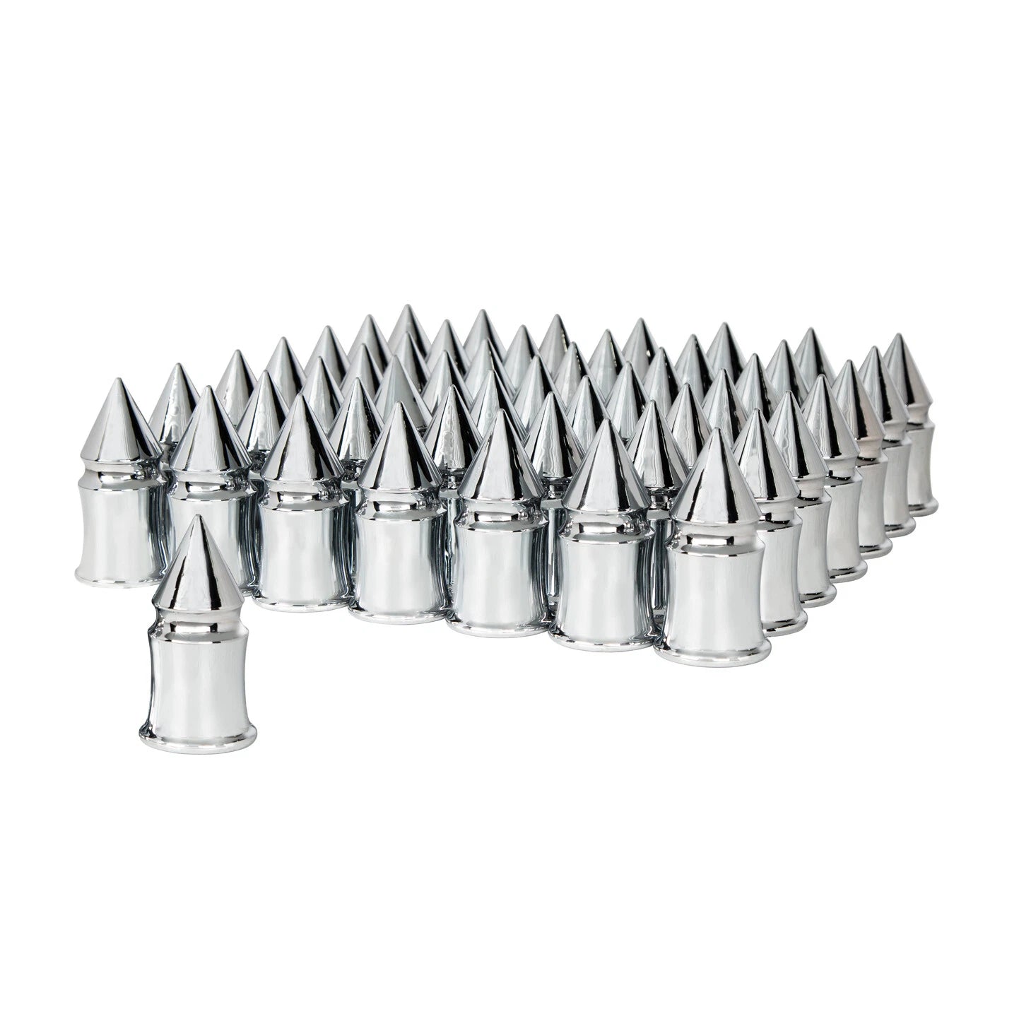 Chrome V-Spike Lug Nut Covers Push On 4-3/8in Tall 60 Pack for Universal (—)