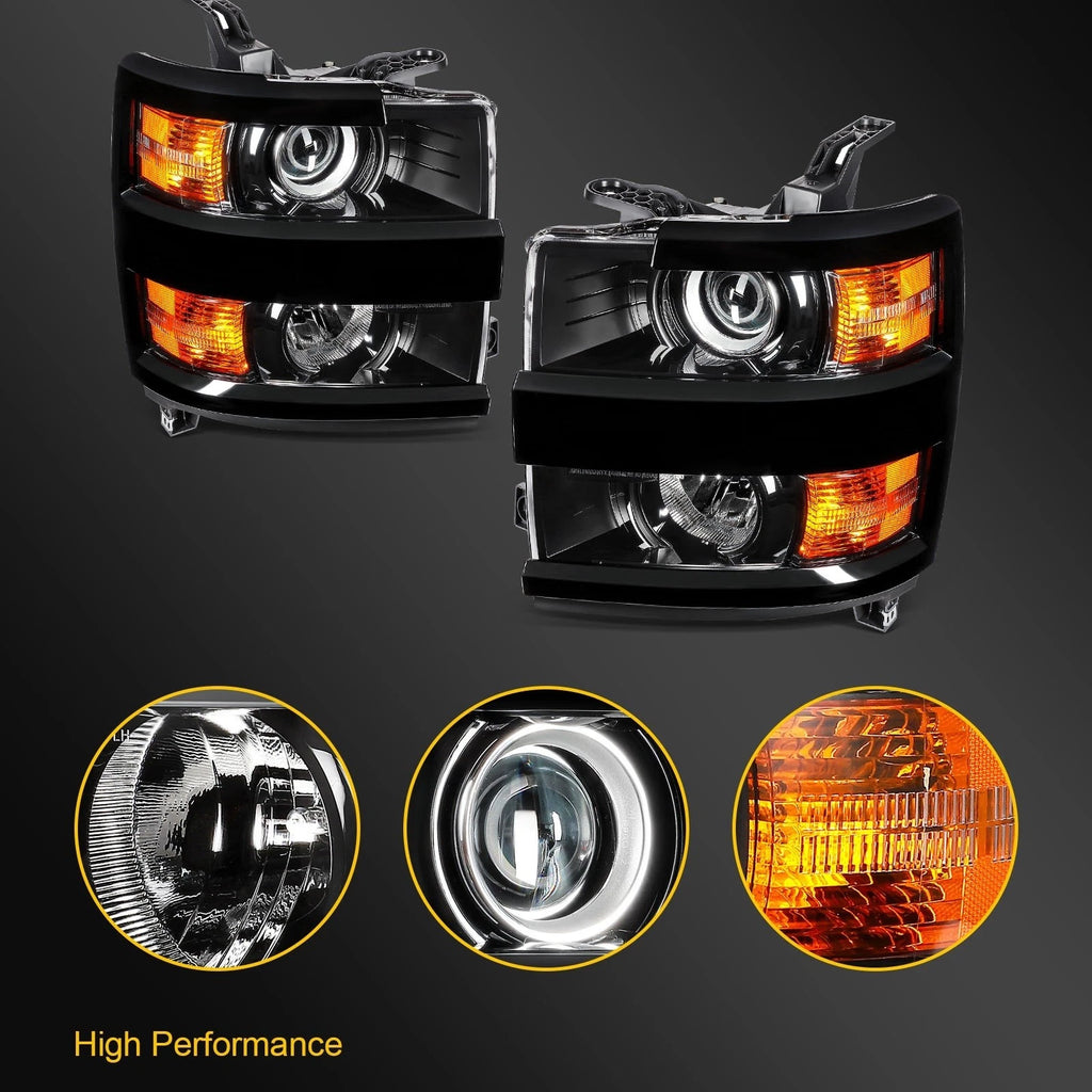 2X Headlights for Chevy Silverado 2500HD 3500HD (2015–2019)