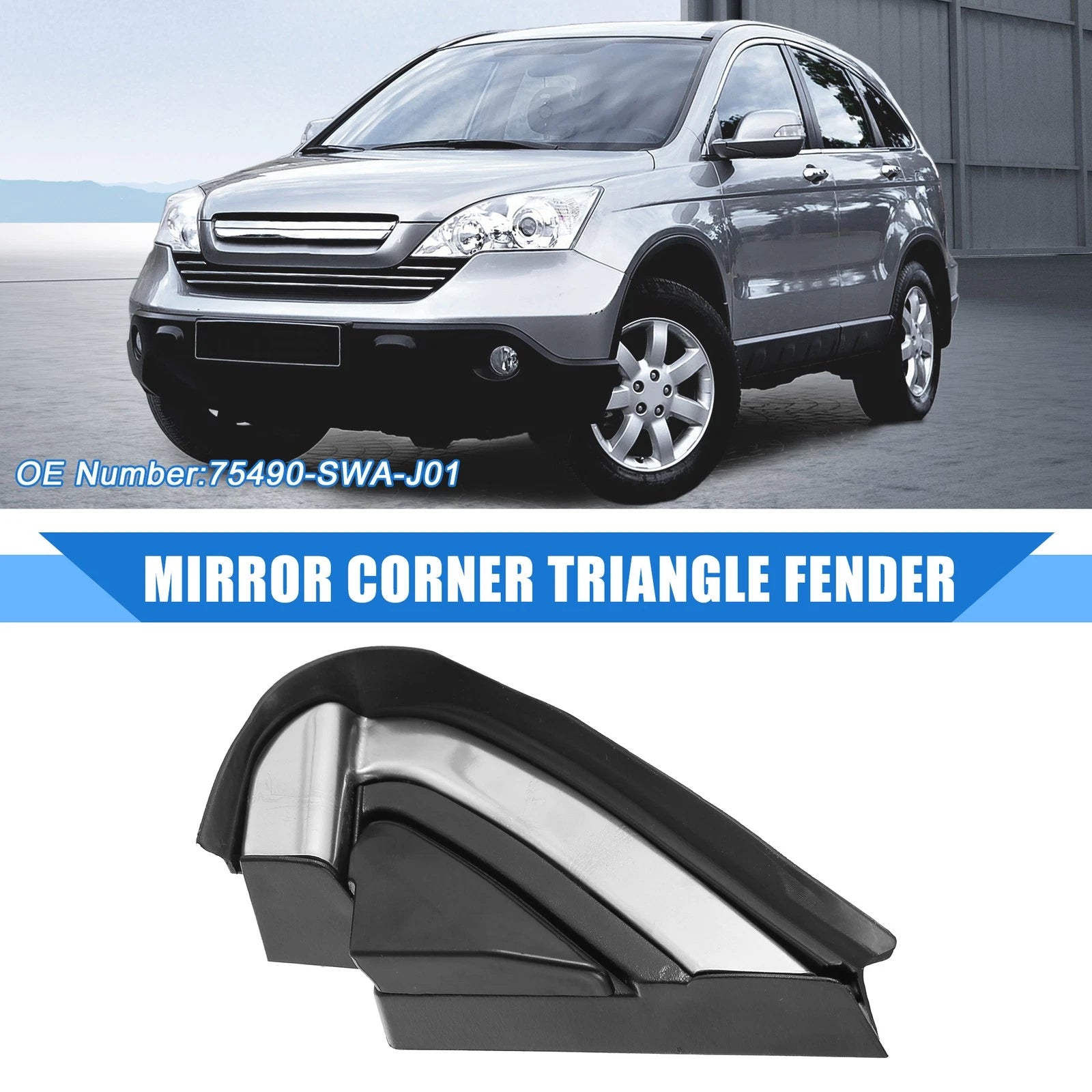 Front Left Mirror Corner Triangle Fender Cover for Honda CR-V (2007–2011) Black