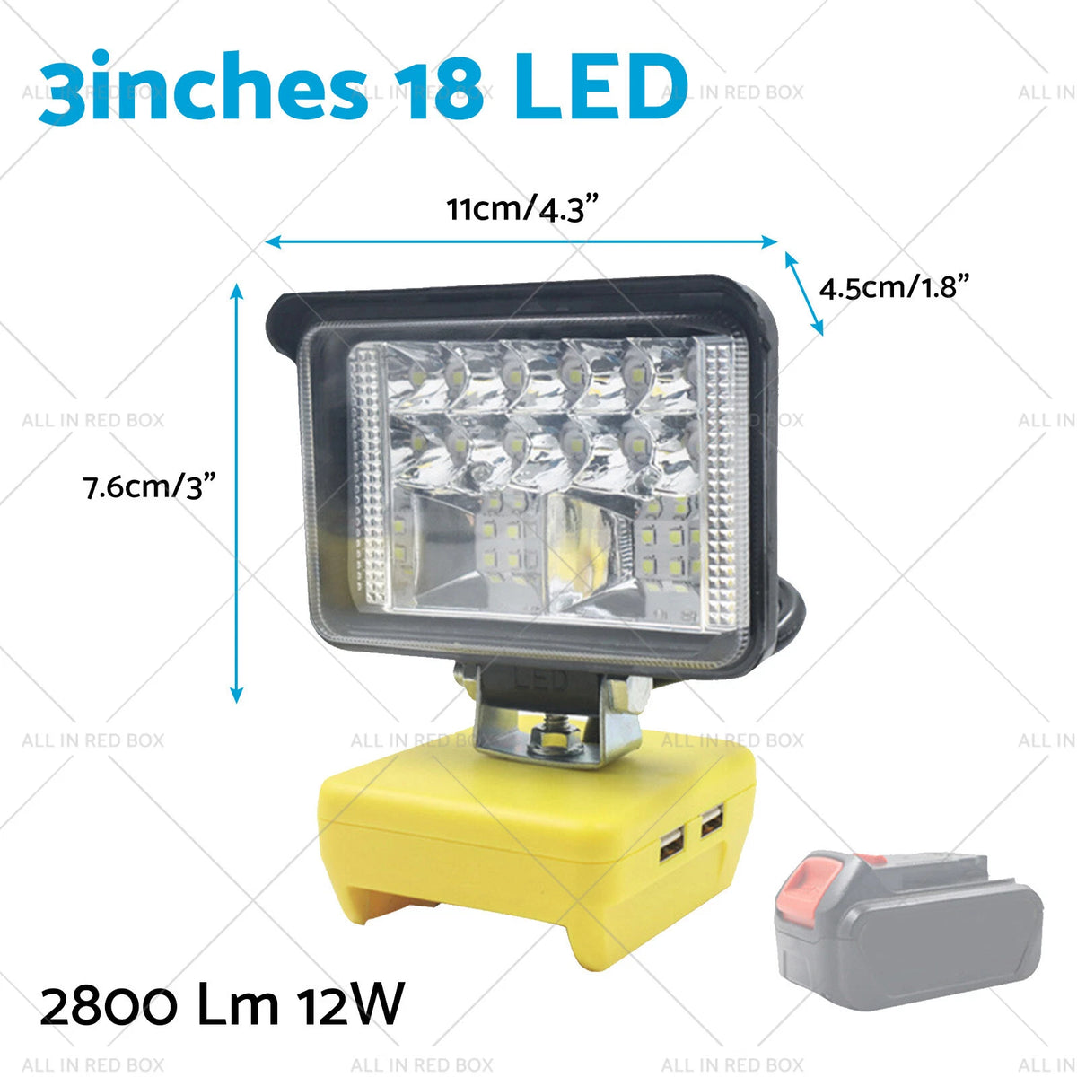 LED Flood Work Light for DeWalt 18V 20V (Compatible with DCB184, DCB205)