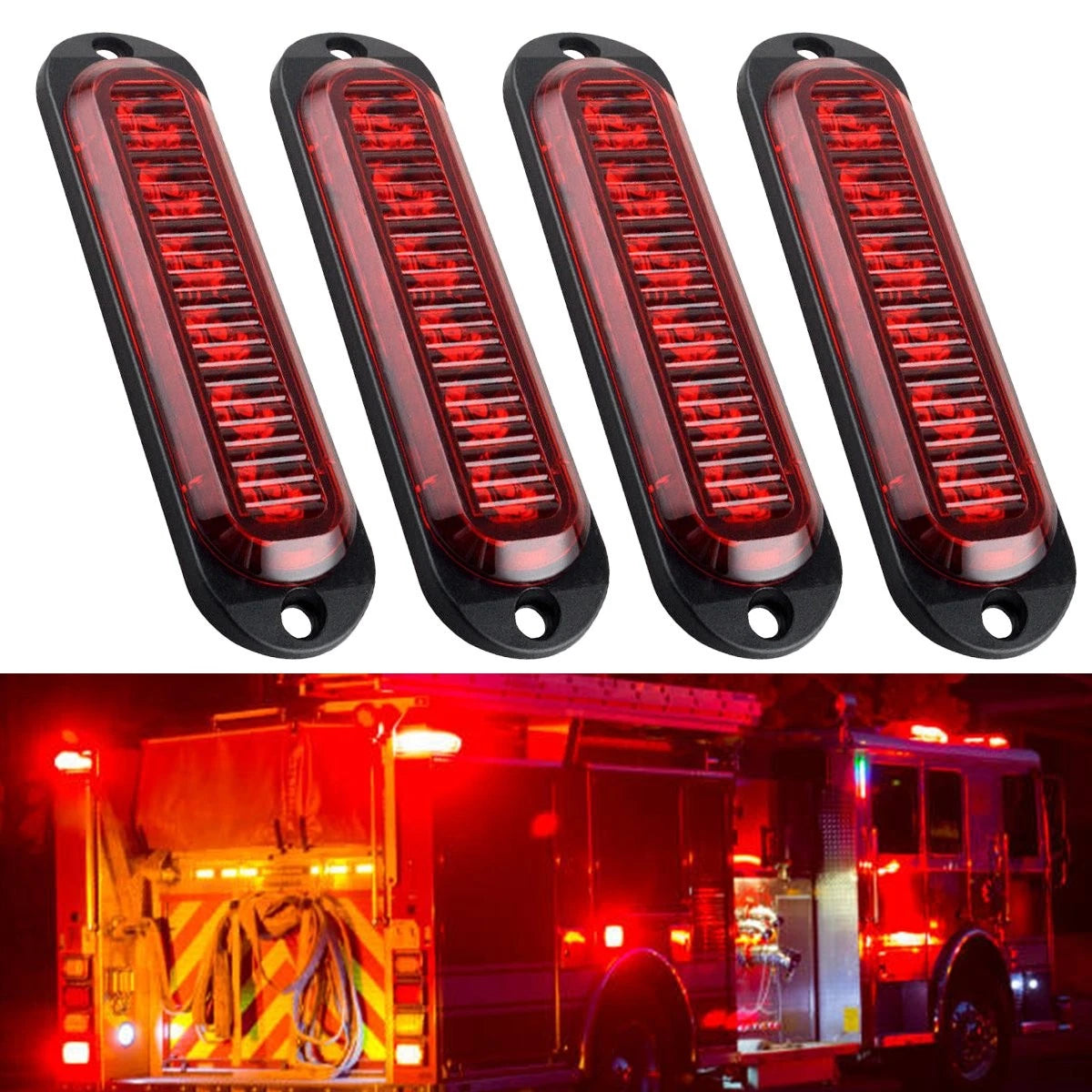 Set of 4 LED Side Marker Red Lights for Truck Trailer RV (Waterproof)