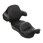 Black+Red Driver/Passenger Seat Backrest for Harley Touring (2014-2023)