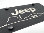Black Stainless License Plate Holder with Jeep Script for Jeep Wrangler (2018–2024)